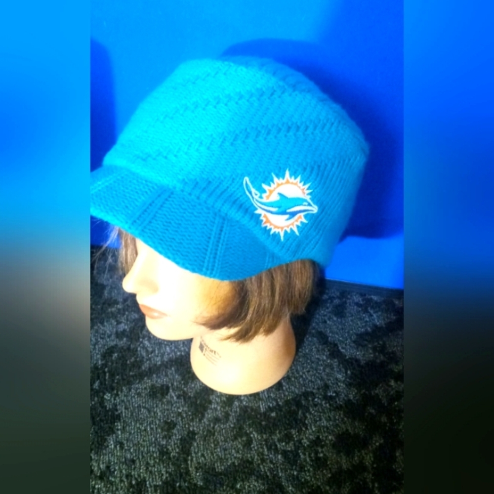 NFL Miami dolphins Teal Knit Visor Beanie Hat
